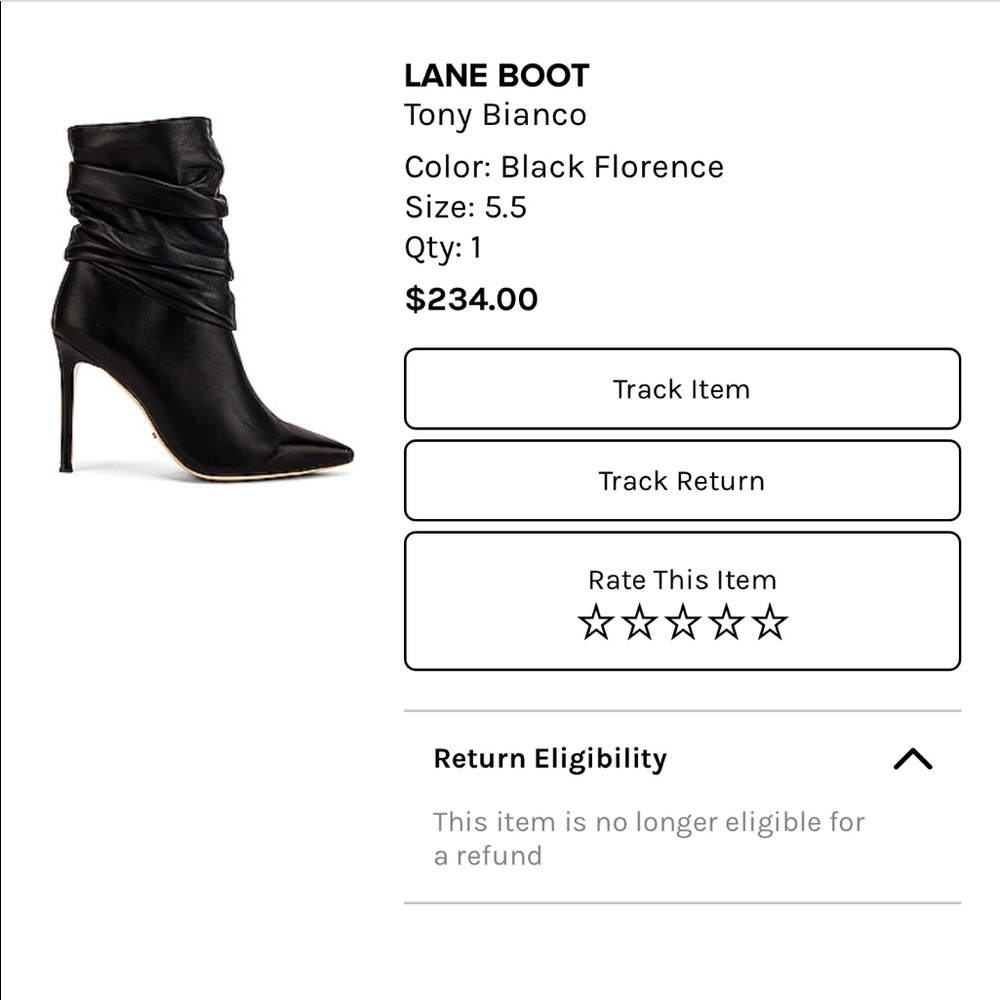 Tony Bianco Black leather pointed toe Lane Boot size 5.5 (Revolve)